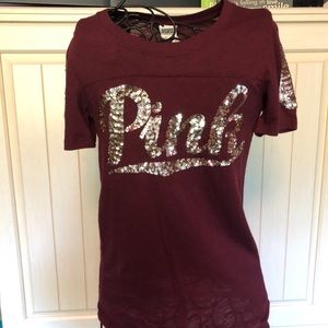 Maroon and gold sequin PINK t-shirt!